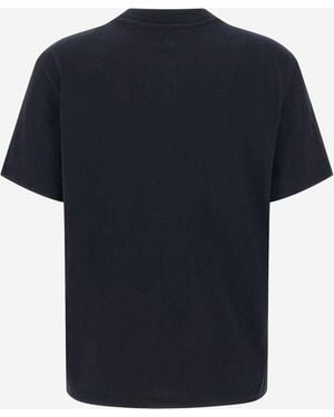 Ami Paris Cotton T-Shirt With Embroidered Logo T-Shirts - Blue