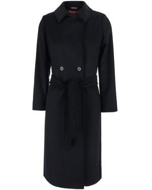 Max Mara Wool Coat With Belt - Black