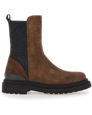 Brunello Cucinelli Ankle Boots Suede Leather - Brown