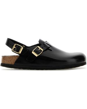 Birkenstock Black Leather Tokyo Slippers