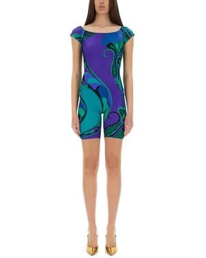 Emilio Pucci Fitted Jumpsuit With Print - Blue
