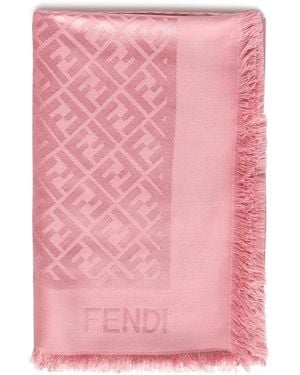 Fendi Ff Jacquard Silk And Wool Shawl - Pink