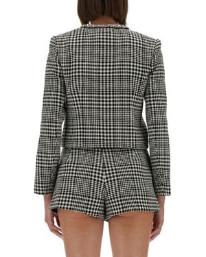 Self-Portrait Houndstooth Jacket With Crystals Polyester - Black