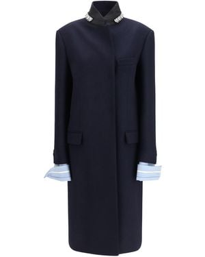 Prada Double Wool Coat Fleece Ovis Aries - Blue