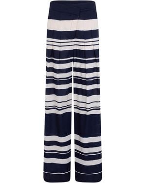 Veronica Beard Wide-Leg Trousers-Dove Viscose - Blue