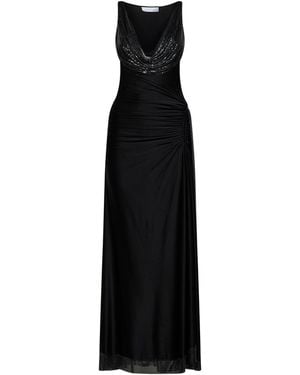 Rabanne Viscose Jersey And Mesh Long Dress - Black