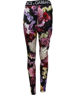 Dolce & Gabbana Floral Legging Stretch Waist Trousers - Red