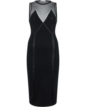 Elisabetta Franchi Knit Dress With Sheer Panels, Viscose - Black