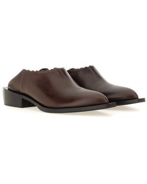 Moschino Shootie Cuban Heel Leather Loafers - Brown