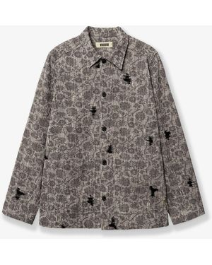 Woodbird Shirt Jacket With Melange Inlay - Grey