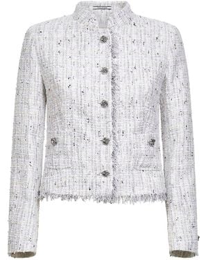 Tagliatore Cotton Blend Tweed Jacket - White