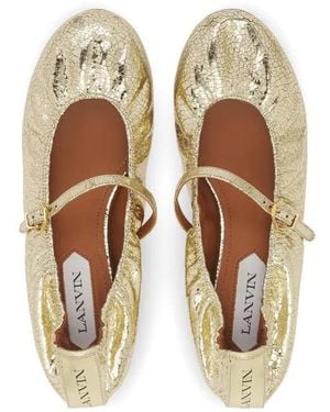 Lanvin Logo-Tag Cracked Ballerinas Shoe - White