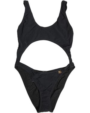 Dolce & Gabbana Cutout Logo One Piece Swimsuit Swimwear Nylon Elastane Clothing - Black