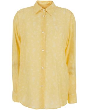 Grifoni Shirt With Classic Collar And Long Sleeves Cotton Blouses - Yellow