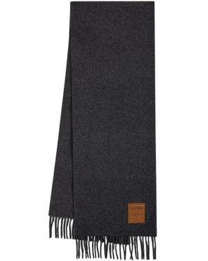 Ganni Ganni Double Face Wool Scarf - Black