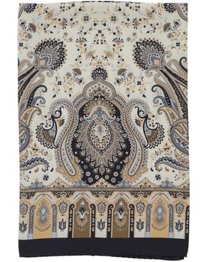 Etro Silk Scarf Paisley - Gray