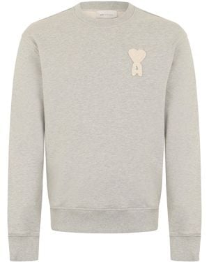 Ami Paris Sweatshirt With Embroidery Cotton Sweatshirts - White