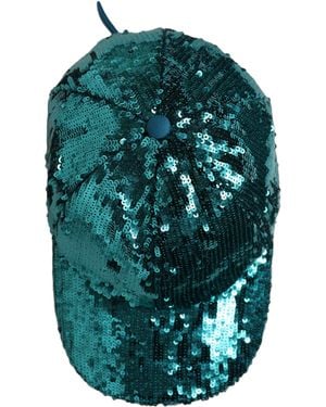 Dolce & Gabbana Cotton Sequin Baseball Cap 6 Panels Hat Elastane - Green