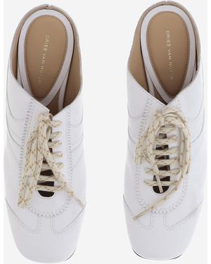 Dries Van Noten Leather Heeled Mules - Metallic
