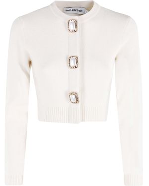 Self-Portrait Cream Wool Cardigan - Multicolor