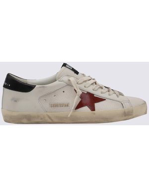 Golden Goose White And Pomegranate Leather Super Star Trainers - Grey