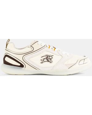 Burberry Low-Top Matrix Sport Suede And Nylon Trainer Ceramic - White