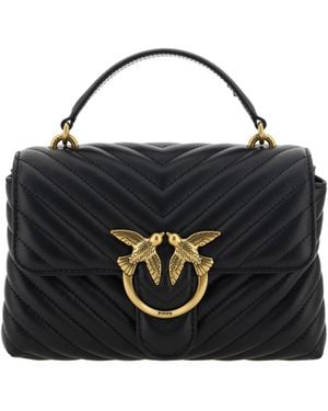 Pinko Love Lady Mini Handbag Calf Leather Bos Taurus Handbags - Black