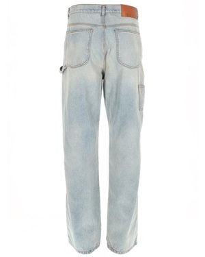 MSGM Msgm Logo-Detailed Cotton Jeans - Blue