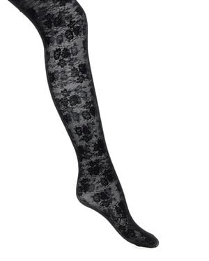 Valentino Garavani Chez Lace Tights Polyamide Socks - Black