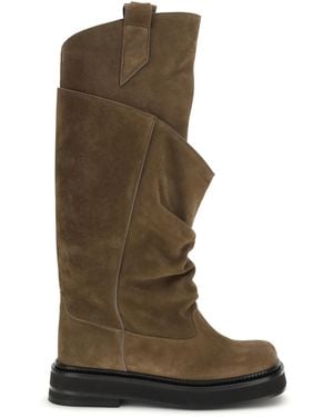 The Attico La Passeggiata Suede Boots Calf Leather Bos Taurus - Green
