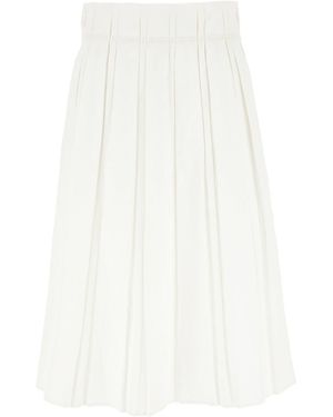 Jil Sander Pleated Linen Skirt - White