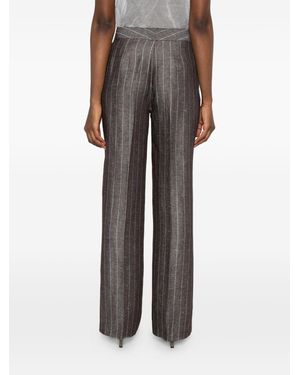 Via Masini 80 Trousers Marrone Linen/Flax - Brown