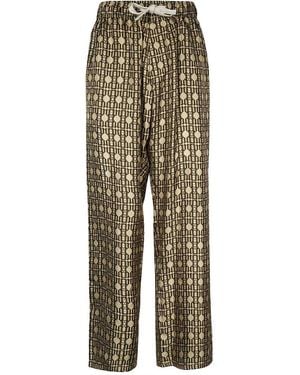 Palm Angels Silk Pajama Pants - Natural