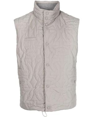 Ferragamo Quilted Funnel-Neck Gilet - Grey