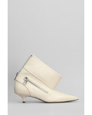 JW Anderson Biker Kitten Heel Low Heels Ankle Boots - Natural