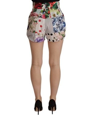 Dolce & Gabbana Patchwork High Waist Designer Short - Black