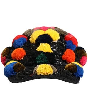 Dolce & Gabbana Pom Poms Sequin Embellishment Hat - Orange