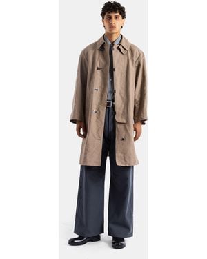 TAIGA TAKAHASHI Washi Paper And Linen Raincoat Coat - Blue