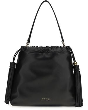 Etro Kalispera Leather Shoulder Bag - Black