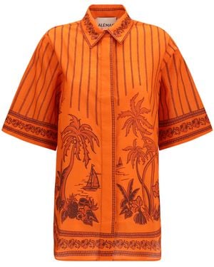 ALÉMAIS Oversized Printed Shirt Cotton - Orange