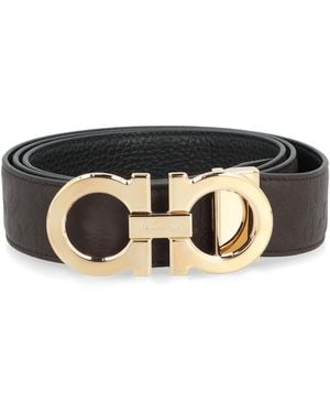 Ferragamo Gancini Reversible Leather Belt Calfskin - Gray