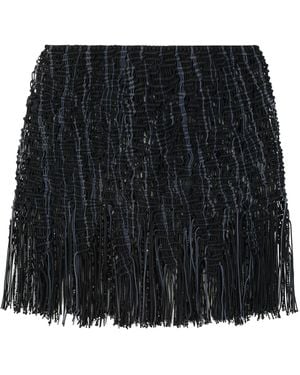Roberta Einer Element Knitted Macramé Mini Skirt Cotton - Black