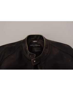 Dolce & Gabbana Leather Zipper Biker Coat Jacket Clothing - Black