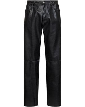 MM6 by Maison Margiela Faux Leather Five-Pocket Trousers - Black