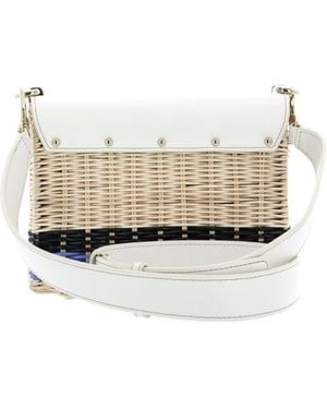 Furla 1927 Logo Wicker Shoulder Bag - White