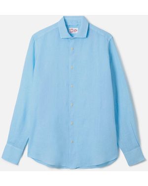 MC2 Saint Barth Light Linen Shirt Pamplona - Blue