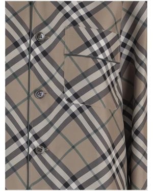 Burberry Silk Shirt With Check Pattern - Gray