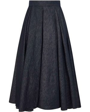 Max Mara Midi Full Skirt Denim - Blue