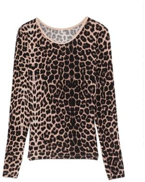 Baserange Emily Leopard-Print Long-Sleeve Top - Black
