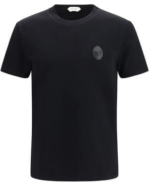 Versace Logo Application T-Shirt Cotton; Elastane T-Shirts - Black